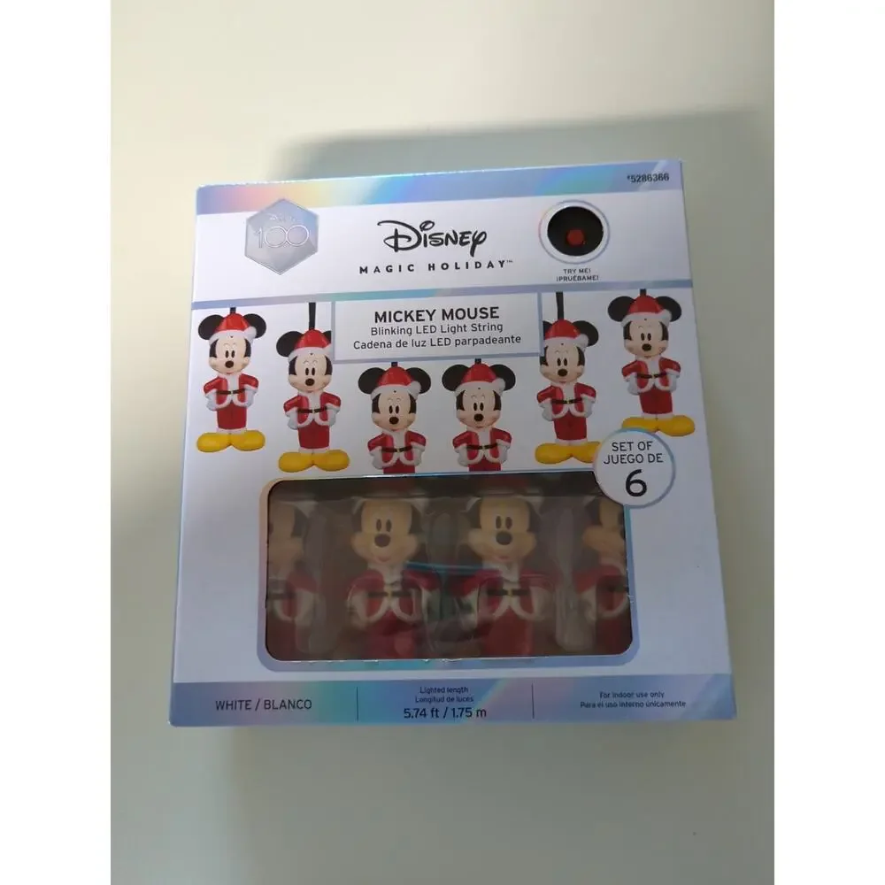 New!! DISNEY MAGIC String Lights MICKEY SANTA Blinking LED!! 100 Years!